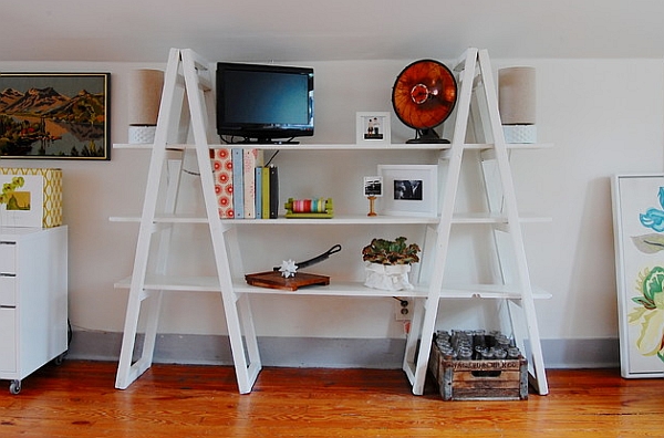 Vintabe-ladder-bookshelf-unit-in-white
